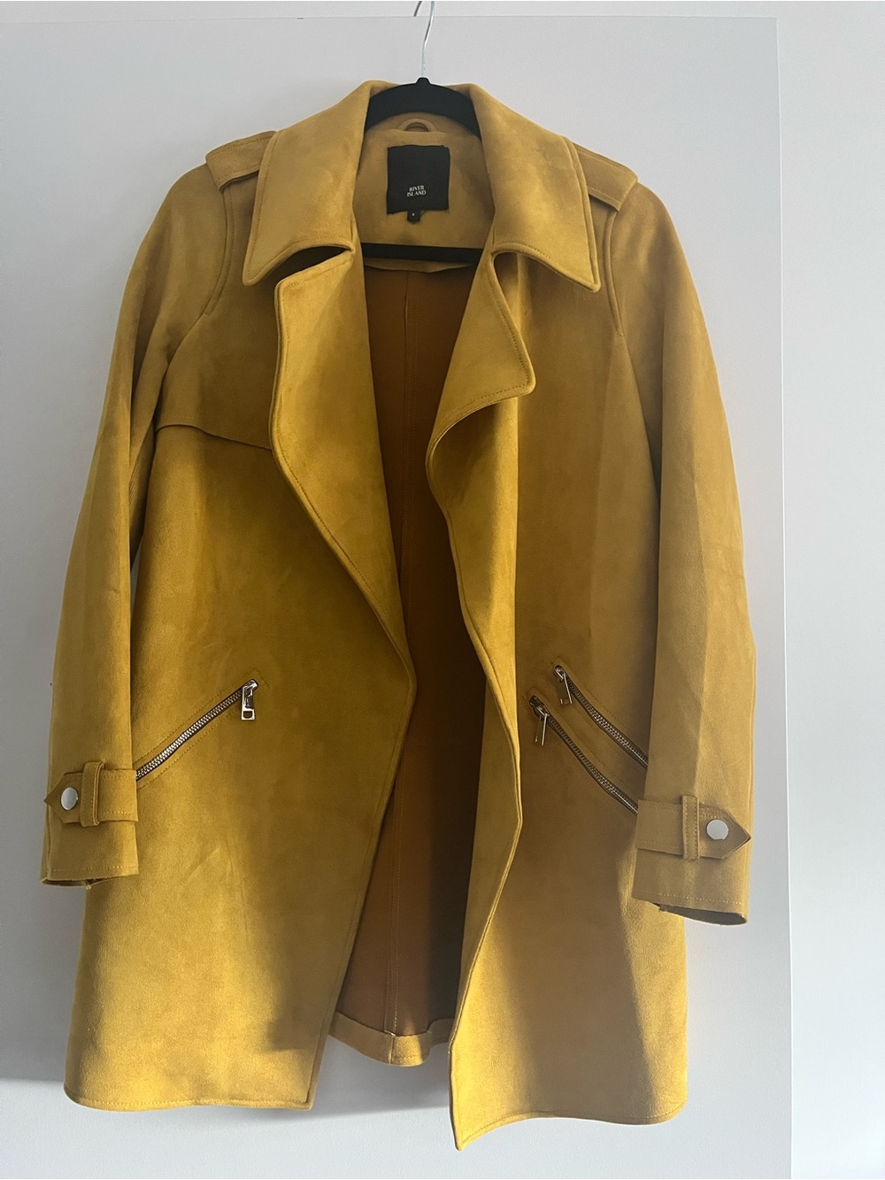 Suede Trench Coat - Mustard Yellow Women’s Jacket